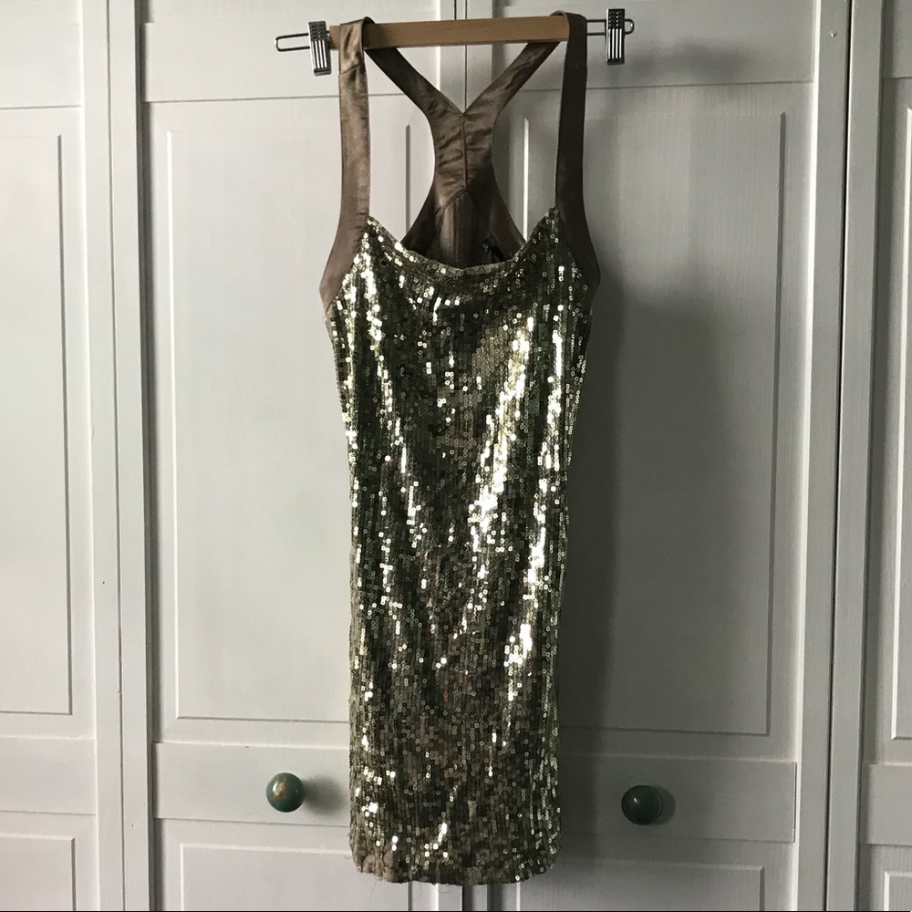 Gold Sequenced Mini Dress